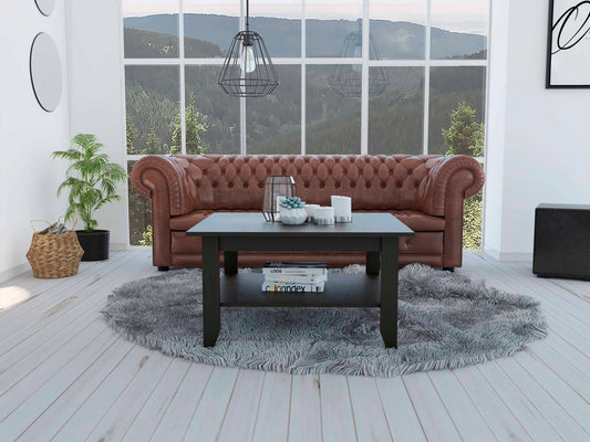 Tuhome Essential Coffee Table with One Shelf and Four Legs, Two-Tiered Design, Modern Style for Living Room or Lounge Area