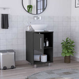 Gouda 18" Single Bathroom Vanity with Integrated Sink, Open Storage Shelf, Single-Door Cabinet and Space-Saving Modern Design for Organized Daily Use, Practical Bathroom Functionality and Contemporary Home Appeal