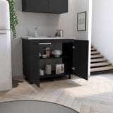Napoles 2 Utility Sink with Cabinet, Stainless Steel Countertop, Interior Shelf