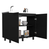 Napoles 2 Utility Sink with Cabinet, Stainless Steel Countertop, Interior Shelf