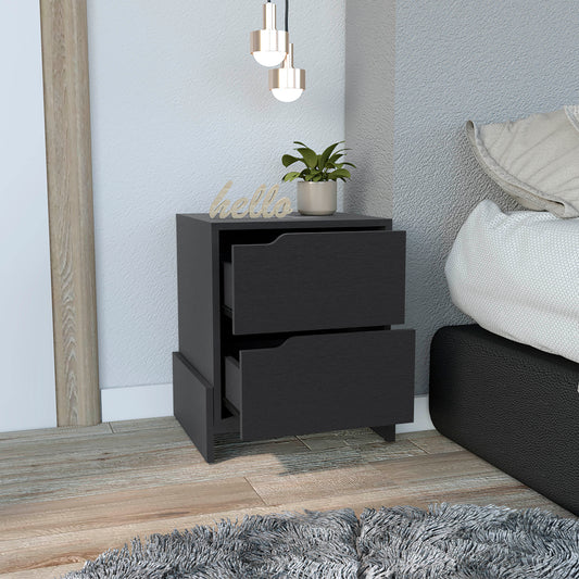 Luss Nightstand with Two Spacious Drawers, Modern Base Design, Versatile Top Surface and Contemporary Bedside Storage Solution for Organizing Essentials and Enhancing Bedroom Comfort with Elegant, Functional Design
