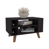 Lane Coffe Table With Open Storage Shelves And Wooden Legs