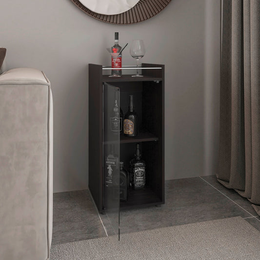 TUHOME Theba Minibar Cabinet with Two Doors, Open Center Shelf and Compact Modern Design, Functional Bar Storage Solution for Small Spaces, Ideal for Organizing Drinks, Glassware and Entertaining Essentials in Any Home