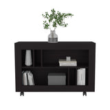 Joge 37.4" Wide Console Table Cart with Six Multi-Size Shelves, Mobile Entryway Table on Casters, Modern Side Table for Living Room, Hallway Storage and Display, Rolling Accent Furniture
