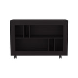 Joge 37.4" Wide Console Table Cart with Six Multi-Size Shelves, Mobile Entryway Table on Casters, Modern Side Table for Living Room, Hallway Storage and Display, Rolling Accent Furniture