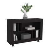 Joge 37.4" Wide Console Table Cart with Six Multi-Size Shelves, Mobile Entryway Table on Casters, Modern Side Table for Living Room, Hallway Storage and Display, Rolling Accent Furniture