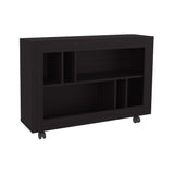 Joge 37.4" Wide Console Table Cart with Six Multi-Size Shelves, Mobile Entryway Table on Casters, Modern Side Table for Living Room, Hallway Storage and Display, Rolling Accent Furniture
