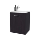 Saju 15.7" Floating Vanity with Resin Sink, One-Door Cabinet, and Open Shelf for Modern Bathroom Storage, Space-Saving Design for Small Bathrooms, Powder Rooms, and Tight Spaces, Ideal for Contemporary Interiors