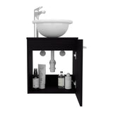 Clyde 18" Floating Vanity with One-Door Cabinet, Porcelain Vessel Sink, Open Shelf for Bathroom Storage, Modern Space-Saving Design, Ideal for Small Bathrooms and Powder Rooms, Maximizing Functionality and Style