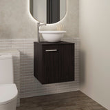 Clyde 18" Floating Vanity with One-Door Cabinet, Porcelain Vessel Sink, Open Shelf for Bathroom Storage, Modern Space-Saving Design, Ideal for Small Bathrooms and Powder Rooms, Maximizing Functionality and Style