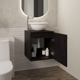 Clyde 18" Floating Vanity with One-Door Cabinet, Porcelain Vessel Sink, Open Shelf for Bathroom Storage, Modern Space-Saving Design, Ideal for Small Bathrooms and Powder Rooms, Maximizing Functionality and Style