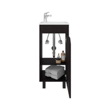 Bethel Free-Standing Bathroom Vanity Cabinet with Integrated Resin Sink Basin, One Access Door and Two Interior Shelves, Functional Storage for Toiletries, Compact Design for Small Bathrooms or Powder Rooms