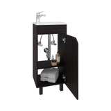 Bethel Free-Standing Bathroom Vanity Cabinet with Integrated Resin Sink Basin, One Access Door and Two Interior Shelves, Functional Storage for Toiletries, Compact Design for Small Bathrooms or Powder Rooms