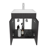 Meka Wall-Mounted Bathroom Vanity Console Modern Design Featuring Two Access Doors and Integrated Resin Sink Ample Concealed Storage Solution Perfect for Optimizing Space in Smaller Bathrooms