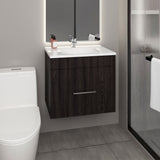 Hatta Modern Bathroom Vanity with Sleek Finish and Ample Storage Featuring One Concealed Cabinet Door Two Functional Pull-Out Drawers and One Open Lower Shelf Perfect Design for Optimized Utility