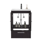 Madison Freestanding Bathroom Vanity Console Modern Design Featuring Two Cabinet Doors and One Pull-Out Utility Drawer Ample Storage Solution for Superior Organization and Utility in Large Spaces