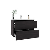 Opalo Wall-Mounted Floating Bathroom Cabinet Modern Design Featuring Ample Concealed Storage Space and Two Smooth Pull-Out Utility Drawers for Optimal Organization and Enhanced Utility