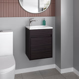Furman Bathroom Vanity with Single Door and Open Shelf Compact Freestanding Sink Base Cabinet Modern Powder Room Small Space Storage Organizer Guest Bath Essential Furniture