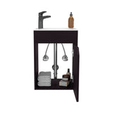 Bethel Free-Standing Bathroom Vanity Cabinet with Integrated Resin Sink Basin, One Access Door and Two Interior Shelves, Functional Storage for Toiletries, Compact Design for Small Bathrooms or Powder Rooms