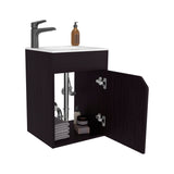 Bethel Free-Standing Bathroom Vanity Cabinet with Integrated Resin Sink Basin, One Access Door and Two Interior Shelves, Functional Storage for Toiletries, Compact Design for Small Bathrooms or Powder Rooms
