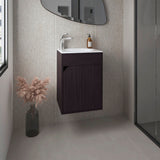 Bethel Free-Standing Bathroom Vanity Cabinet with Integrated Resin Sink Basin, One Access Door and Two Interior Shelves, Functional Storage for Toiletries, Compact Design for Small Bathrooms or Powder Rooms