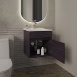 Primavera 18" Wide Floating Bathroom Vanity with One Cabinet and Two Open Shelves, Compact Wall-Mounted Modern Vanity for Small Bathrooms, Storage Organizer for Towels, Toiletries, and Essentials