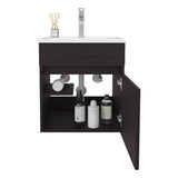 Primavera 18" Wide Floating Bathroom Vanity with One Cabinet and Two Open Shelves, Compact Wall-Mounted Modern Vanity for Small Bathrooms, Storage Organizer for Towels, Toiletries, and Essentials