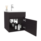 Primavera 18" Wide Floating Bathroom Vanity with One Cabinet and Two Open Shelves, Compact Wall-Mounted Modern Vanity for Small Bathrooms, Storage Organizer for Towels, Toiletries, and Essentials