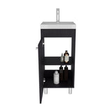 Rivera Freestanding Bathroom Vanity with One Door and Two Shelves Compact Sink Base Cabinet Modern Small Space Storage Organizer Powder Room Essential Furniture