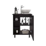 Allegra Vessel Sink Vanity with One Door Storage and Open Shelves Freestanding Bathroom Cabinet Compact Modern Vessel Basin Organizer Small Space Storage Solution