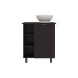 Allegra Vessel Sink Vanity with One Door Storage and Open Shelves Freestanding Bathroom Cabinet Compact Modern Vessel Basin Organizer Small Space Storage Solution