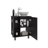 Allegra Vessel Sink Vanity with One Door Storage and Open Shelves Freestanding Bathroom Cabinet Compact Modern Vessel Basin Organizer Small Space Storage Solution