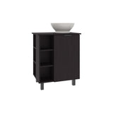 Allegra Vessel Sink Vanity with One Door Storage and Open Shelves Freestanding Bathroom Cabinet Compact Modern Vessel Basin Organizer Small Space Storage Solution