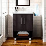 Conrad Freestanding Bathroom Vanity with Resin Sink, One-Door Cabinet, Open Shelf for Storage, Compact Modern Design for Small Bathrooms, Powder Room, and Space-Saving Organizer