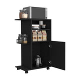 Clip Kitchen Cart with Spacious Countertop, Single-Door Storage Cabinet, Additional Rack Shelf and Smooth-Rolling Four Casters for Mobile Organization, Microwave Support and Versatile Everyday Kitchen Convenience