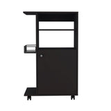 Clip Kitchen Cart with Spacious Countertop, Single-Door Storage Cabinet, Additional Rack Shelf and Smooth-Rolling Four Casters for Mobile Organization, Microwave Support and Versatile Everyday Kitchen Convenience