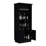 Dundee 70-Inch High Bar Cabinet with 10 Glass Slots, 5 Bottle Cubbies, 3 Open Shelves and Lower Storage Cabinet for Home Bar, Living Room or Dining Room Organization and Beverage Display