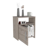 Tuhome Nordico Nightstand with Spacious Lower Cabinet, Open Shelf Storage, Modern Superior Top Surface, Sleek Contemporary Design, Functional Bedside Organizer for Books, Essentials, Lamps, and Daily Bedroom Use