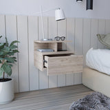 Tuhome Adele Floating Nightstand with One Drawer and Two Lower Shelves, Wall-Mounted Bedside Storage Solution for Compact Bedrooms, Modern Space-Saving Design with Hidden Storage and Display Area for Daily Essentials