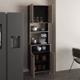 Otomo Pantry Cabinet with 5 Spacious Shelves and 4 Doors, Tall Freestanding Storage Unit for Kitchen Organization, Concealed and Open Storage for Small Appliances, Dinnerware, and Dry Goods