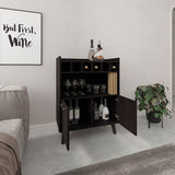 TUHOME Vance 40" High Bar Cabinet with Six Bottle Cubbies, Double-Door Storage Cabinets, Four Open Shelves, Modern Liquor and Wine Rack for Living Room, Dining Room, Home Bar Organization and Display