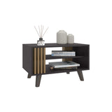 TUHOME Shawnee Coffee Table with Spacious Open Storage Shelf and Rectangular Modern Design, Functional Living Room Center Table for Decor, Books and Everyday Use, Practical Contemporary Accent Piece for Organized Home Spaces