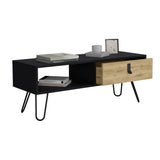 TUHOME Huna Coffee Table with Modern Hairpin Legs, Spacious Storage Drawer and Open Shelf Compartment Offering Contemporary Living Room Functionality and Durable Engineered Wood Construction for Everyday Home Use
