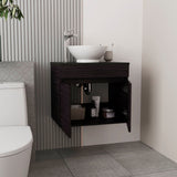 Manchester Free-Standing Bathroom Vanity Console Designed for Vessel Sink Integration Modern Style Featuring Ample Storage with Two Smooth Pull-Out Utility Drawers and One Open Display Shelf