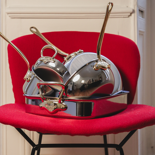 Mauviel M'COOK B 5-Ply 16-Piece Cookware Set With Brass Handles