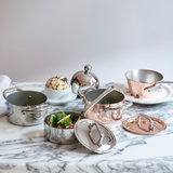 Mauviel M'MINIS Stainless Steel Oval Stewpan With Brass Handles And Lid, 0.36-Qt