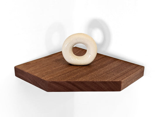 Mahogany Floating Corner Shelf Straight Edge