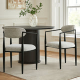 Manhattan Modern Chenille Dining Chair With Arms (Set of 2)