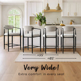 Manhattan 25.5" Chenille Metal Frame Counter Stool With Armrest And Footrest (Set of 2)