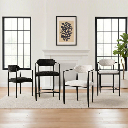 Manhattan 25.5" Chenille Metal Frame Counter Stool With Armrest And Footrest (Set of 2)
